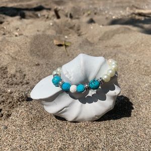 Pearl & Blue Lava Bead Diffuser Bracelet